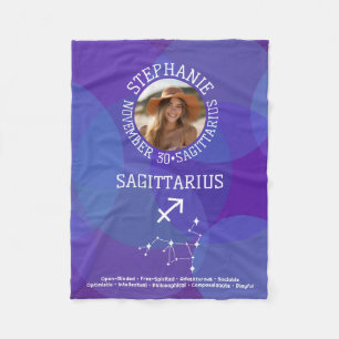 Sagittarius Zodiac Astrology Sign Photo Birthdate Fleece Blanket