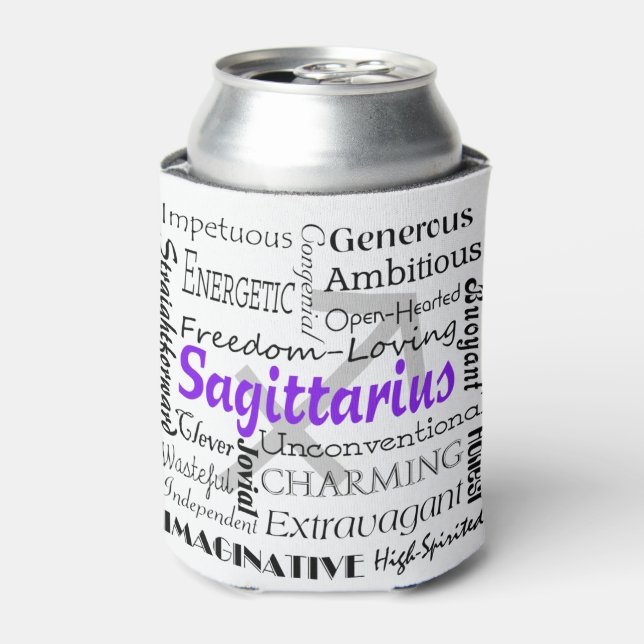 Sagittarius Zodiac Astrology Traits Collage Can Cooler (Can Front)