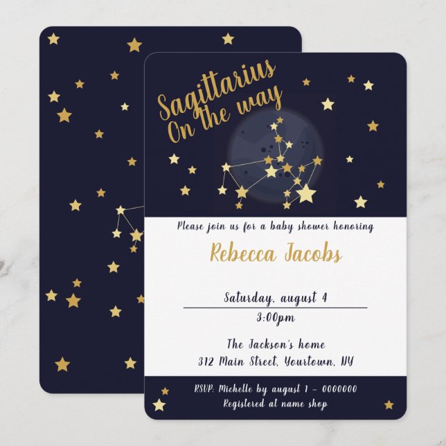 Sagittarius zodiac Baby Shower Invitation (Front/Back)