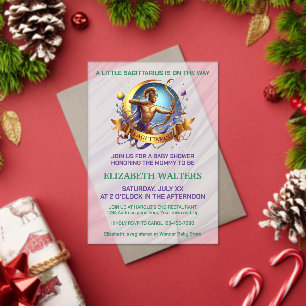 Sagittarius Zodiac Baby Shower Lavender and Green Acrylic Invitations