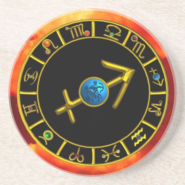 SAGITTARIUS ZODIAC BIRTHDAY JEWEL Astrology Chart Coaster (Front)