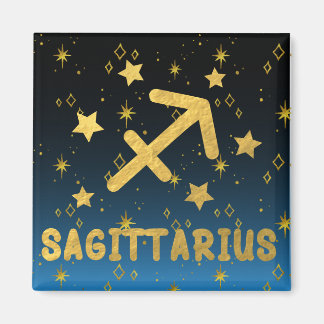 Sagittarius Zodiac Blue and Gold Magnet