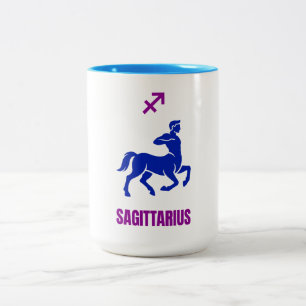 Sagittarius Zodiac Blue Silhouette Centaur Two-Tone Coffee Mug