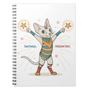 Sagittarius Zodiac Cat Freedom First Art Notebook