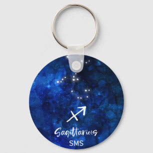 Sagittarius Zodiac Constellation Galaxy Monogram Key Ring