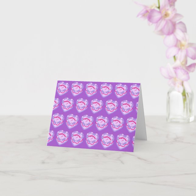 Sagittarius Zodiac Coquette Heart Birthday Cake Card (Orchid)