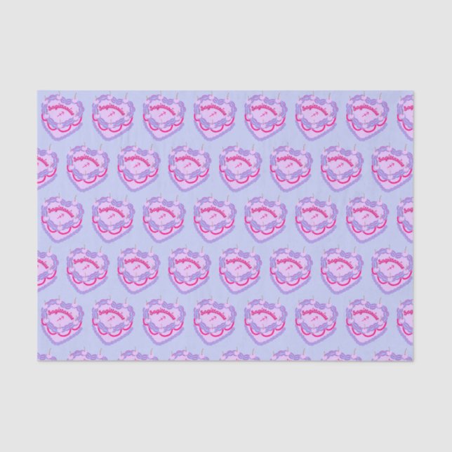 Sagittarius Zodiac Coquette Heart Birthday Cake Tissue Paper (Front)