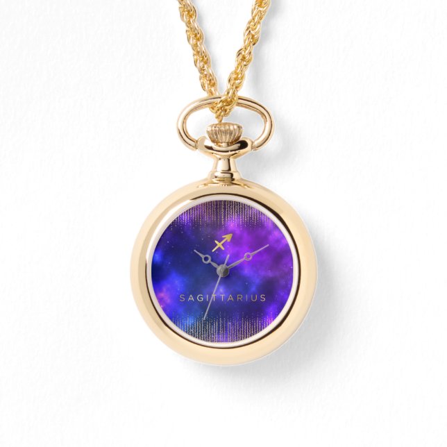 Sagittarius Zodiac Custom Gold Wrap-Around Watch (Front)
