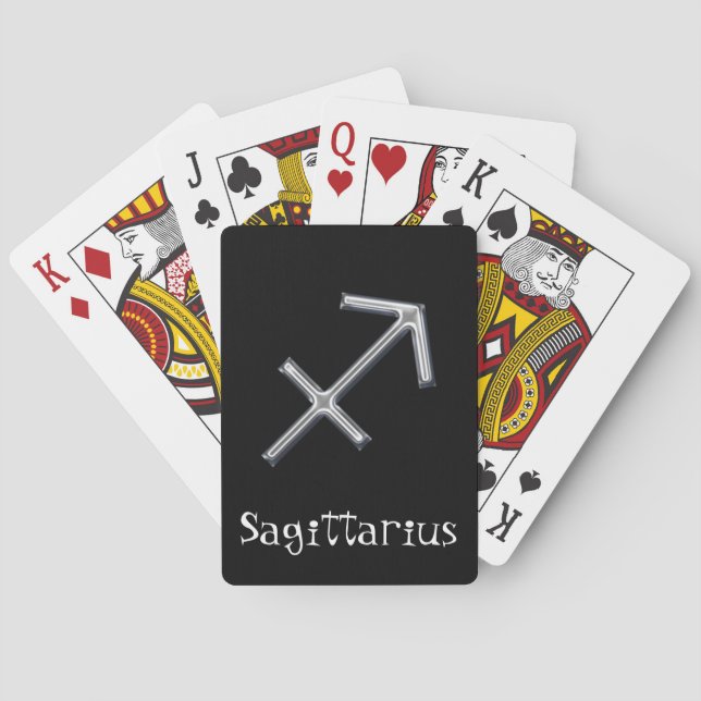 Sagittarius  Zodiac-faux metal Playing Cards (Back)