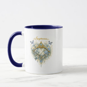 Sagittarius Zodiac Floral Heart Mug – Elegant Astr