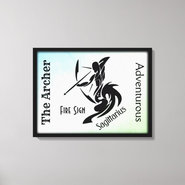 Sagittarius Zodiac Framed Green Canvas Print (Front)