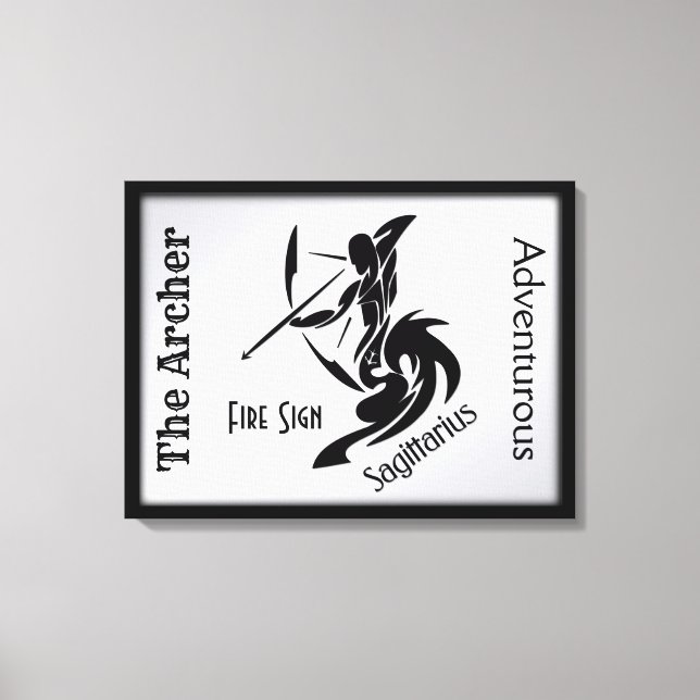 Sagittarius Zodiac Framed Silver Canvas Print (Front)