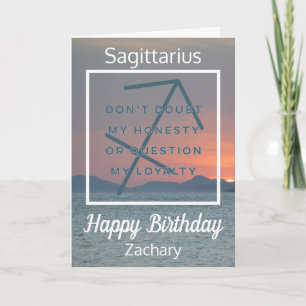 Sagittarius Zodiac Fun Quote Blue & White Birthday Card