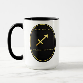 Sagittarius Zodiac Gold Oval Emblem Mug | Luxury A
