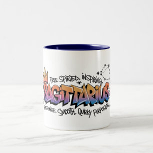 Sagittarius Zodiac Graffiti Two-Tone Coffee Mug
