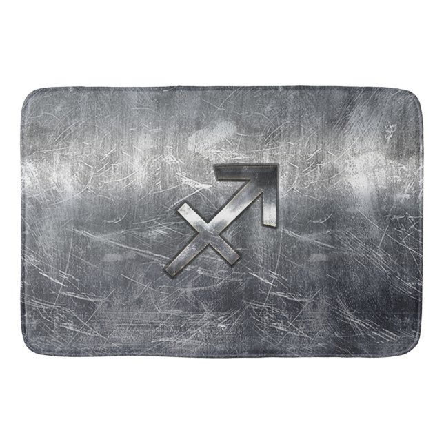 Sagittarius Zodiac Grunge Distressed Steel Style Bath Mat (Front)