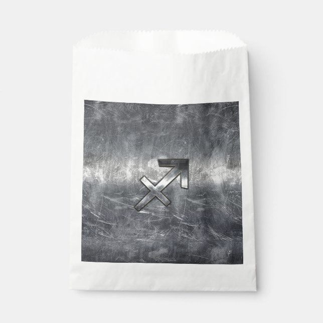 Sagittarius Zodiac Grunge Distressed Steel Style Favour Bags (Front)