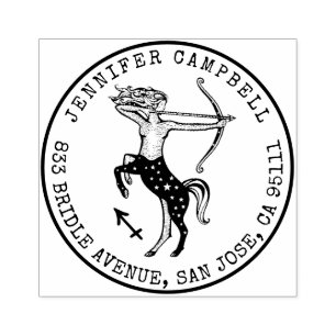 Sagittarius Zodiac Hand-drawn Return Address Rubber Stamp
