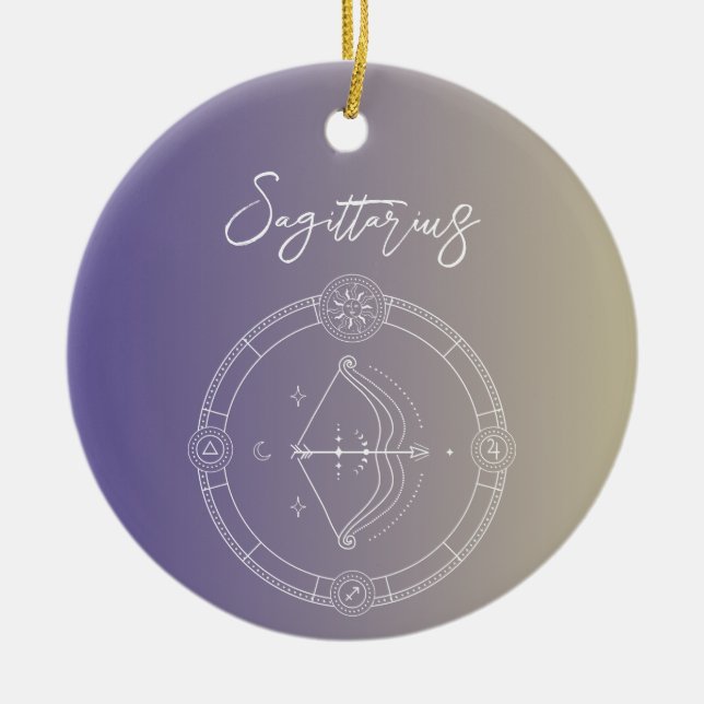 Sagittarius zodiac horoscope star sign gradient ceramic tree decoration (Front)