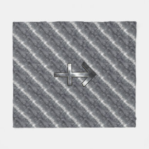Sagittarius Zodiac In Grunge Distressed Steel look Fleece Blanket