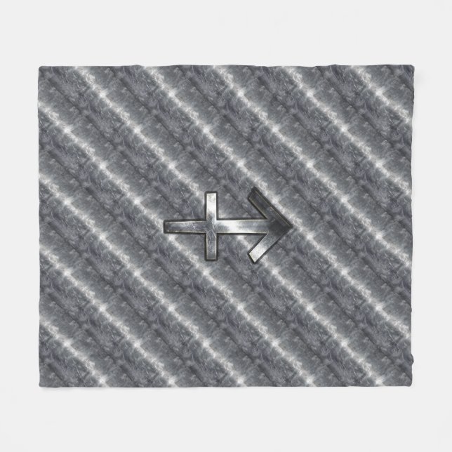 Sagittarius Zodiac In Grunge Distressed Steel look Fleece Blanket (Front (Horizontal))