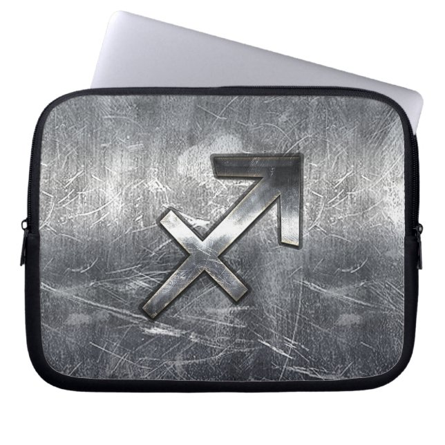 Sagittarius Zodiac In Grunge Distressed Steel look Laptop Sleeve (Front)