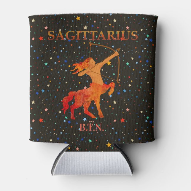 Sagittarius zodiac modern personalised can cooler (Front)