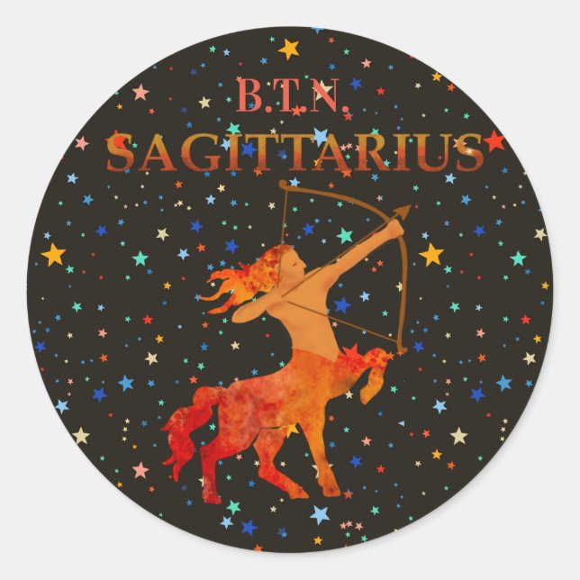 Sagittarius zodiac modern personalised classic round sticker (Front)