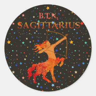 Sagittarius zodiac modern personalised classic round sticker