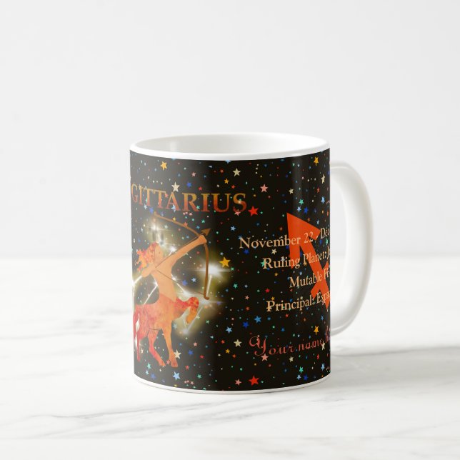 Sagittarius zodiac modern personalised  coffee mug (Front Right)