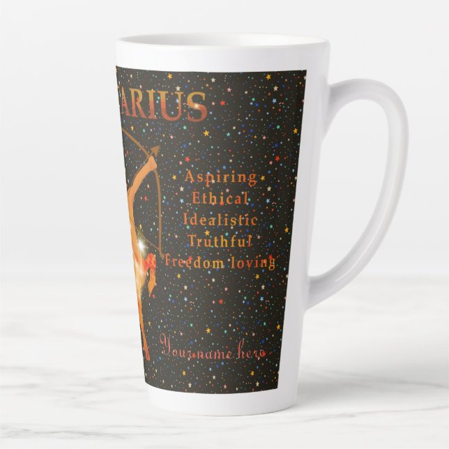 Sagittarius zodiac modern personalised latte mug (Right)