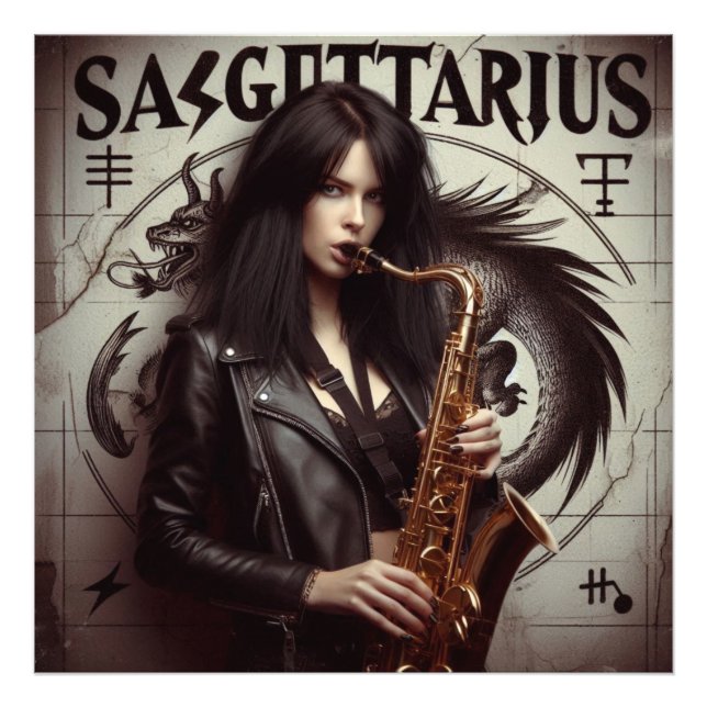 Sagittarius Zodiac Musician Saxophone  Photo Print (Front)