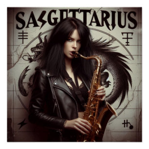 Sagittarius Zodiac Musician Saxophone  Poster