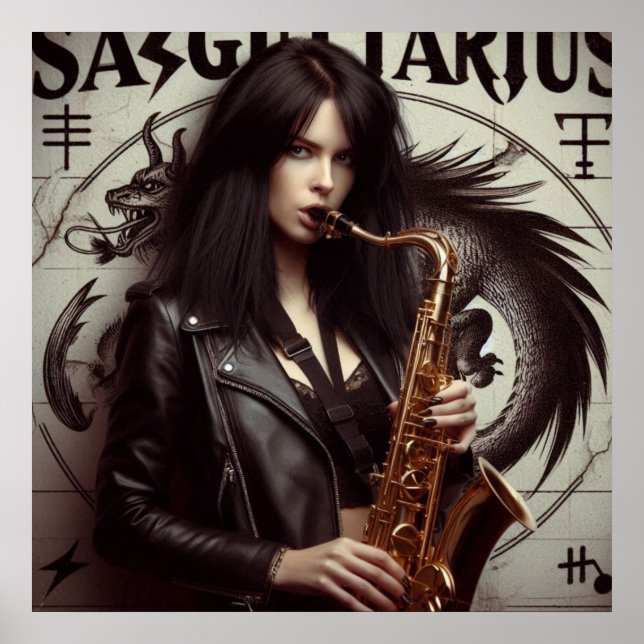 Sagittarius Zodiac Musician Saxophone  Poster (Front)