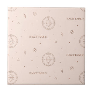 Sagittarius Zodiac Pattern in Brown and Burgundy Tile
