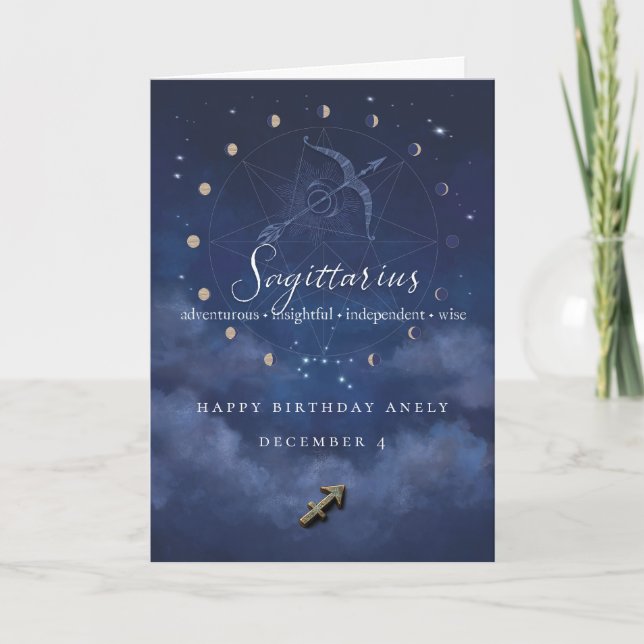 Sagittarius Zodiac Personalised Birthday Card (Front)