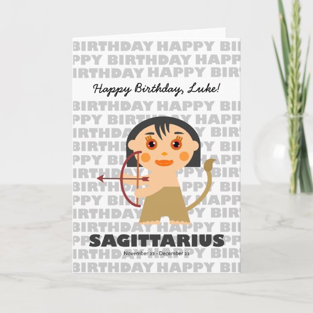 Sagittarius Zodiac Sign Birthday Card (Front)