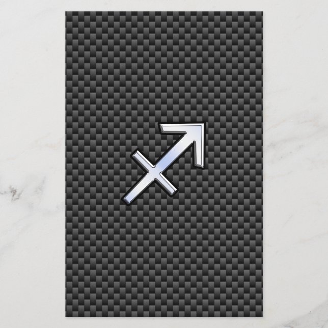 Sagittarius Zodiac Sign Black Carbon Fibre Print Flyer (Front)
