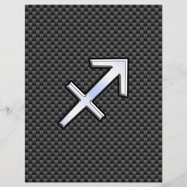 Sagittarius Zodiac Sign Black Carbon Fibre Print Flyer (Front)