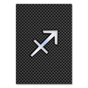 Sagittarius Zodiac Sign Black Carbon Fibre Print Table Number