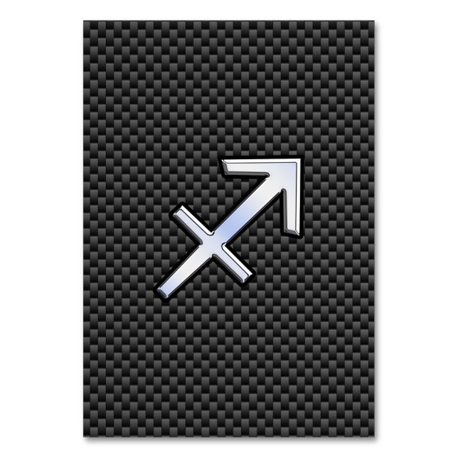 Sagittarius Zodiac Sign Black Carbon Fibre Print Table Number (Front)