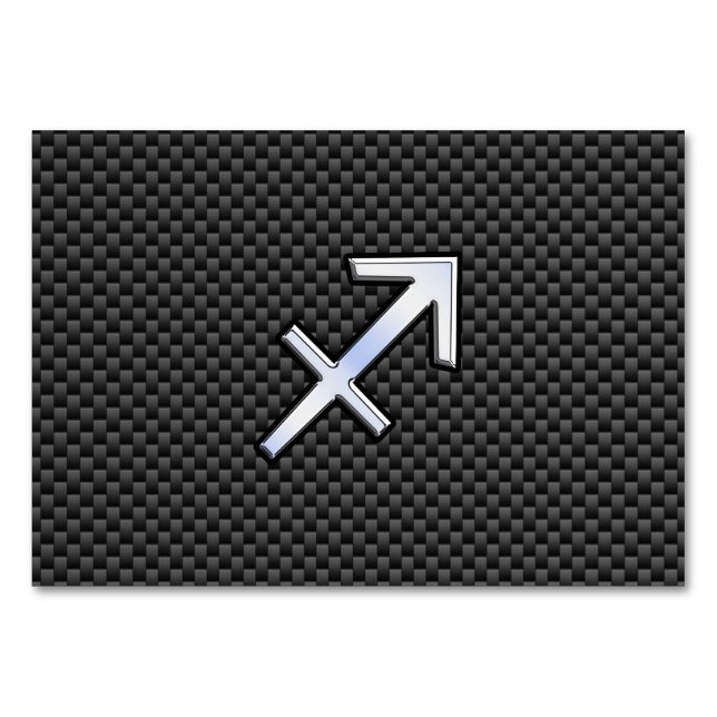 Sagittarius Zodiac Sign Black Carbon Fibre Print Table Number (Front)