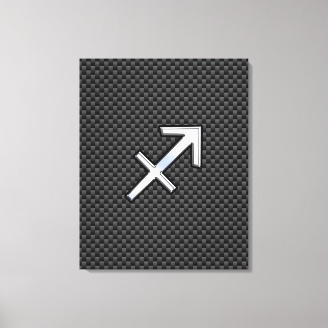 Sagittarius Zodiac Sign Black Carbon Fibre Style (Front)