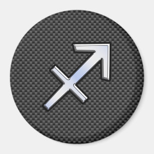 Sagittarius Zodiac Sign Black Carbon Fibre Style Magnet