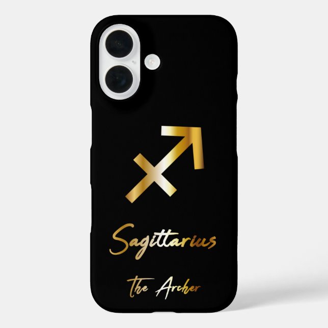 Sagittarius Zodiac Sign, Black & Gold  Case-Mate iPhone Case (Back)