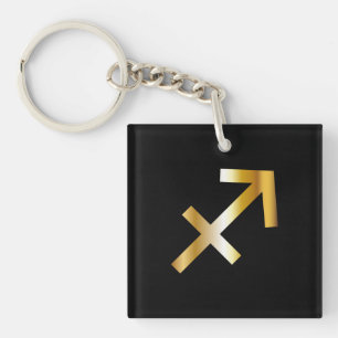Sagittarius Zodiac Sign, Black & Gold Keychain