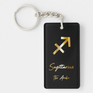 Sagittarius Zodiac Sign, Black & Gold Keychain
