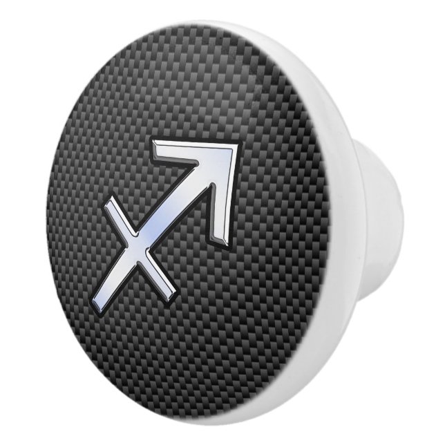 Sagittarius Zodiac Sign Carbon Fibre Style Ceramic Knob (Right)