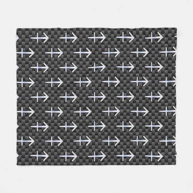 Sagittarius Zodiac Sign Carbon Fibre Style Fleece Blanket (Front (Horizontal))