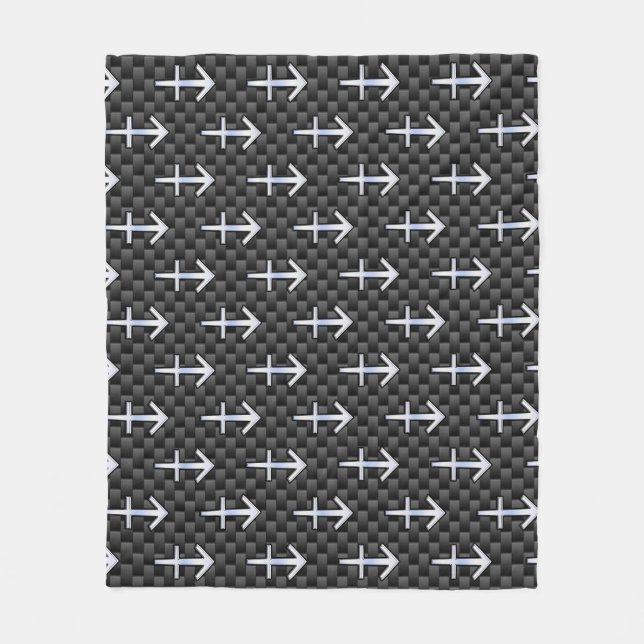 Sagittarius Zodiac Sign Carbon Fibre Style Fleece Blanket (Front)